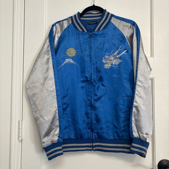 Jimmy Dragon Boys Souvenir Jacket Japan size 160 (10) Blue Dragon Satin Bomber - Picture 3 of 8